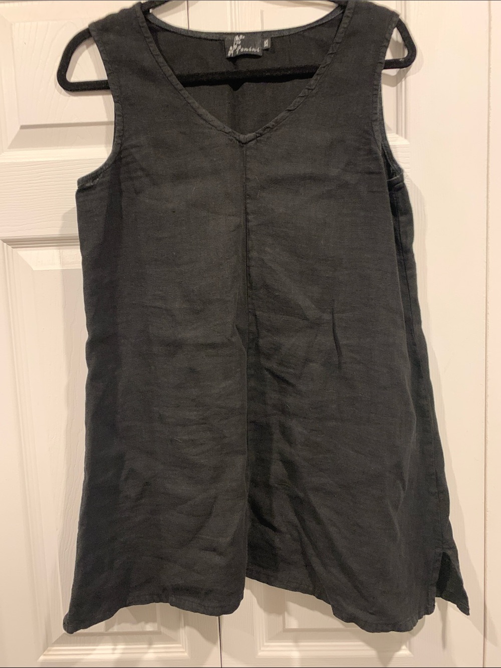Charcoal V-Neck Linen Tank